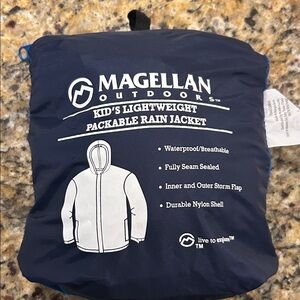 Magellan Outdoors Kids' Navy Raincoat - Packable - Med